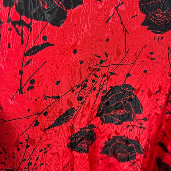 Vintage Black Red Floral Slip Dress Lace Large Lily of France - Picture 8 of 13